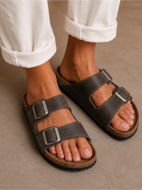 Birkenstock Arizona Oiled Leather Gray Sandals EU 38 / US 7